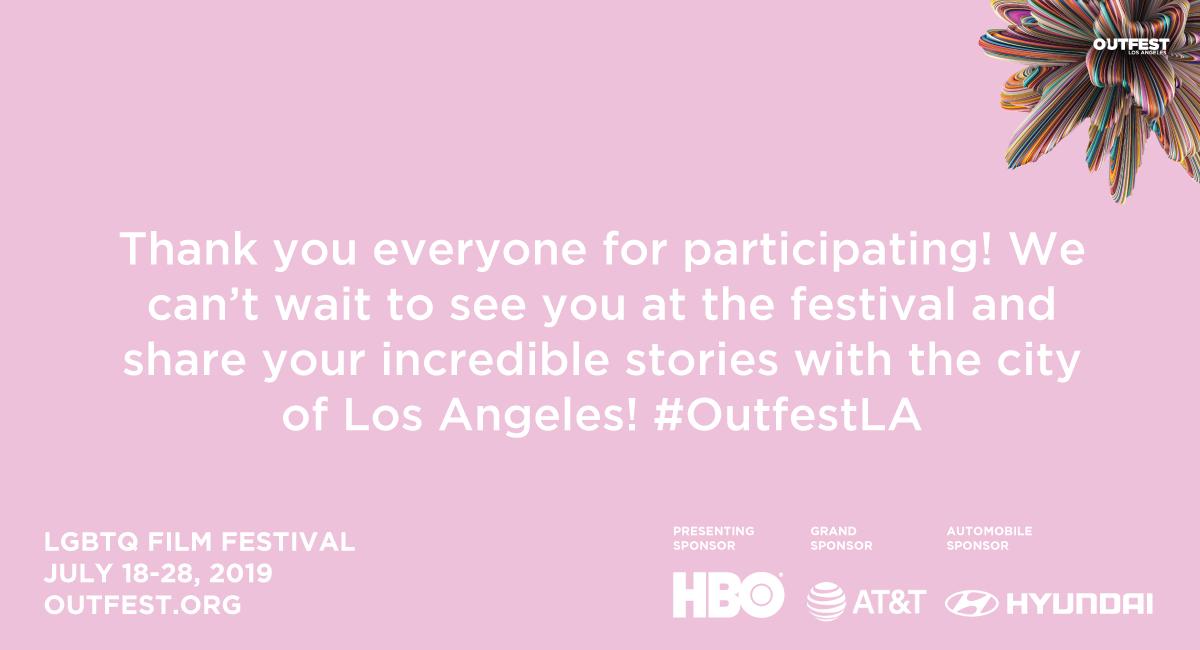 Outfest's tweet photo. We're having a blast chatting with all of you and sharing your answers, and can't wait to keep this party going at the festival! Until next week... that's a wrap, folks! https://t.co/7taKTemBAJ
