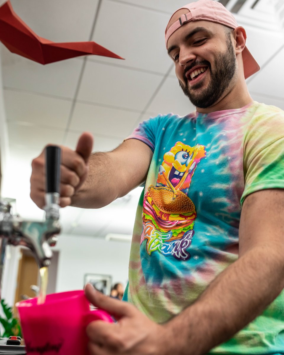 Follow20nine's tweet photo. How do you #Friday? "Beer me," said our handsome model (and talented motion designer) Adam. And we did. Big thanks to @MillworksHBG for keeping our office kegerator stocked with tasty brews!
#lovemyjob #FridayFeeling #20niners https://t.co/YtUy4W6R9q