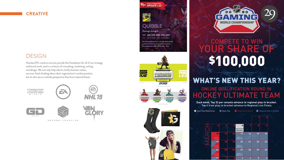 jvanhorsen's tweet photo. Hey guys, @Number29GG has room to take on a few new clients. We have a lot to offer established esports companies, as well as new brands entering the space. From design &amp; video to event prod. and community mgmt and more. 

Connect with me for the full deck &amp; to learn more https://t.co/VjrBTJ9pk5