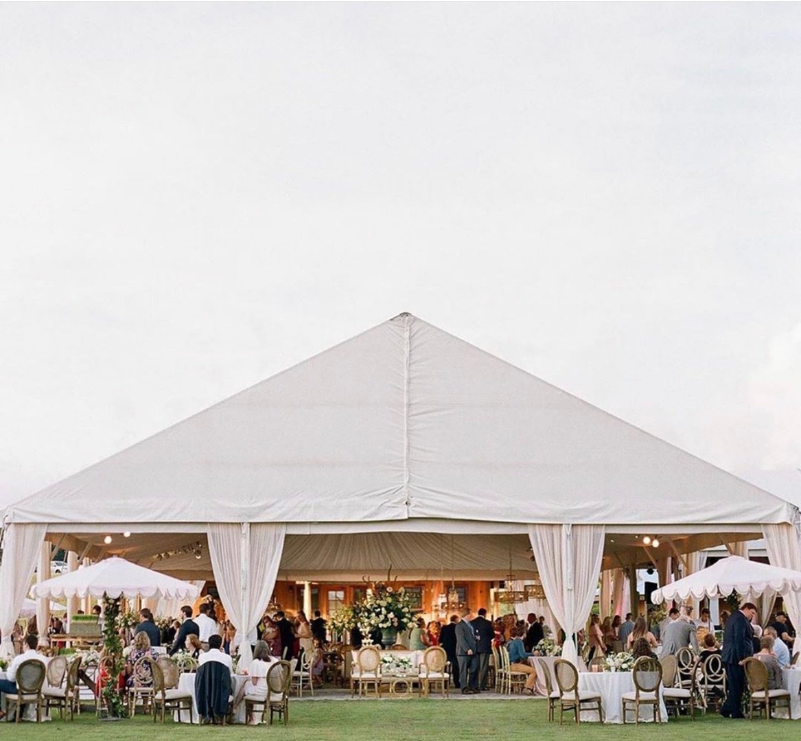 How elegant is this beautiful <a href="/InvisionEvents/">Invision Events</a> wedding? It is always a joy working with <a href="/JulieBunkley/">Julie Bunkley</a> and her fabulous team-they definitely know how to tent one stunning event! Draping: <a href="/partytables/">Party Tables</a> #tentedwedding