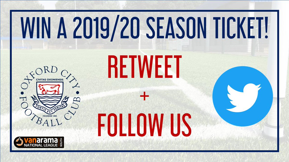 OxCityFC's tweet photo. GIVEAWAY | To celebrate reaching 10,000 followers, we're going to giving a 2019/20 season ticket away!

To enter, simply retweet this tweet, and make sure that you are following us.

Entries close on Tuesday 16th July at 9pm, when the winner will be chosen at random. 

Good luck! https://t.co/SoB7V1ZTyY