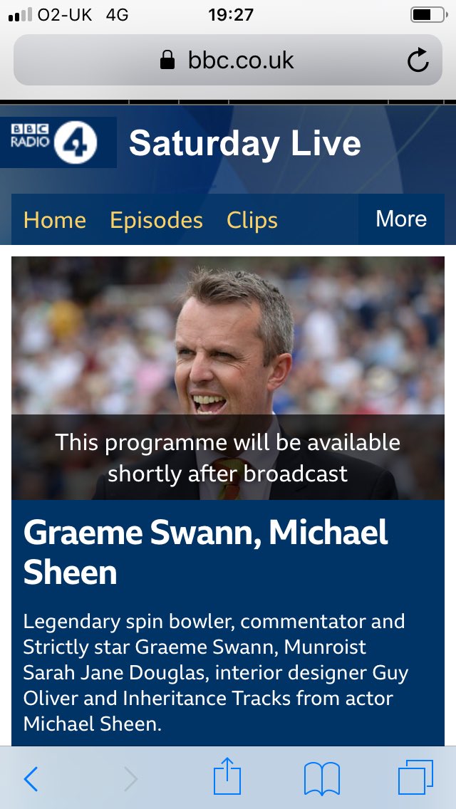 #SaturdayMorning at 9 am @bbcradio4 #saturdaylive with  @officialgraemeswann <a href="/michael_sheen_/">michaelsheen</a> @sarahjanedouglas and @guyoliver_ presented by @aasmahmir