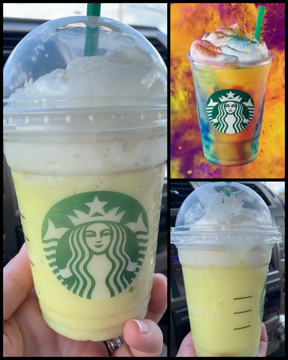 Here’s the #TieDyeFrappuccino we got today from our local <a href="/Starbucks/">Starbucks</a> store. Advertised pic vs. what we got... 🧐#epicfail