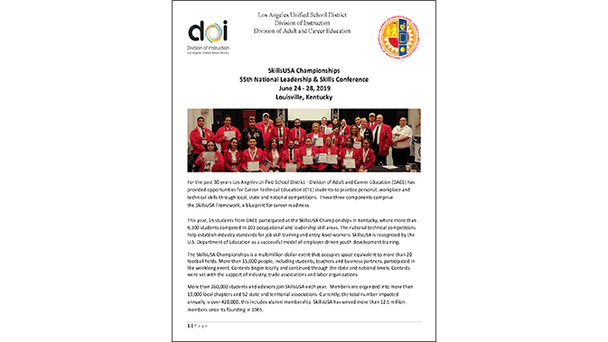 LAUSDAdultEd's tweet photo. New post (DACE Students Win Silver and Bronze Medals SkillsUSA National Competition) has been published: https://t.co/dmglTZWfLo #WeAreDACE #AdultEd #LAUSD #AdultEdu https://t.co/vbE7AHcOXh