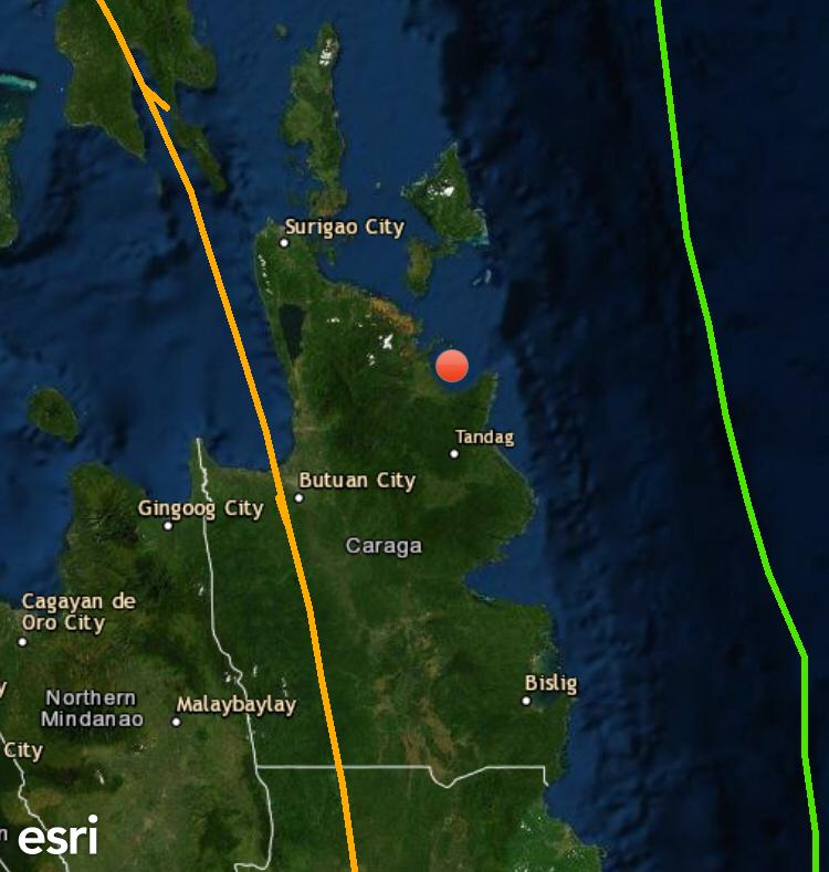 EarthQuakesTime's tweet photo. Mag: 5.8 Mww Jul-12-2019 a las 20:42 UTC en SURIGAO DEL SUR, CARAGA, FILIPINAS 🇵🇭 a 11,8 km de profundidad
🕐 04:42 hora de Mindanao.
Ⓜ️ Percepción Mercalli:
#Cantilan: VI
#Madrid: VI
#Adlay: V-VI
#Burgos: V-VI
#Tandang: IV-V
#Socorro: IV-V
Info: https://t.co/Vn54iME7HN https://t.co/oBDgHTGkRV