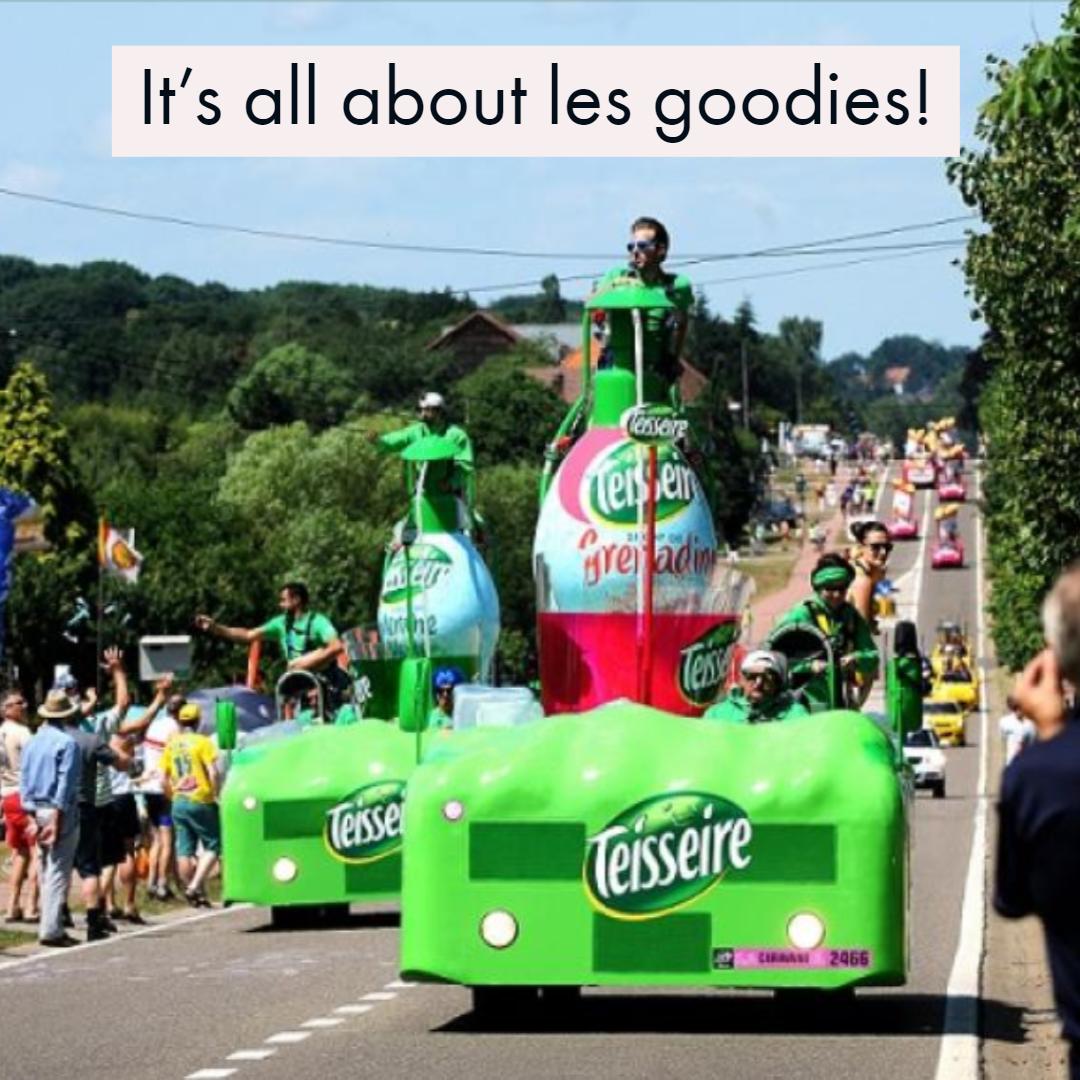 More than just Le Tour de France, La caravane publicitaire, the parade that precedes it, could be a fun look at products, practices, and perspectives.  Ideas welcome for how to better use the video at the end of this blog post.
lynnjohnston.com