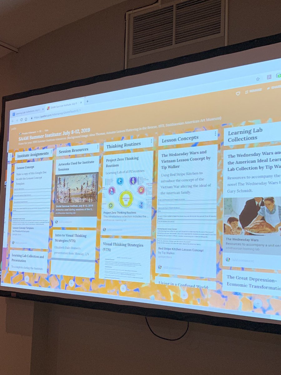 rcgreene7's tweet photo. Final Lesson Concept Presentations from the fab teachers of the Smithsonian American Art Museum Summer Institute #SAAMteach #atSAAM #whyiteach #whyIteachLBC #whyIteachacpsd https://t.co/HJItsGznhg