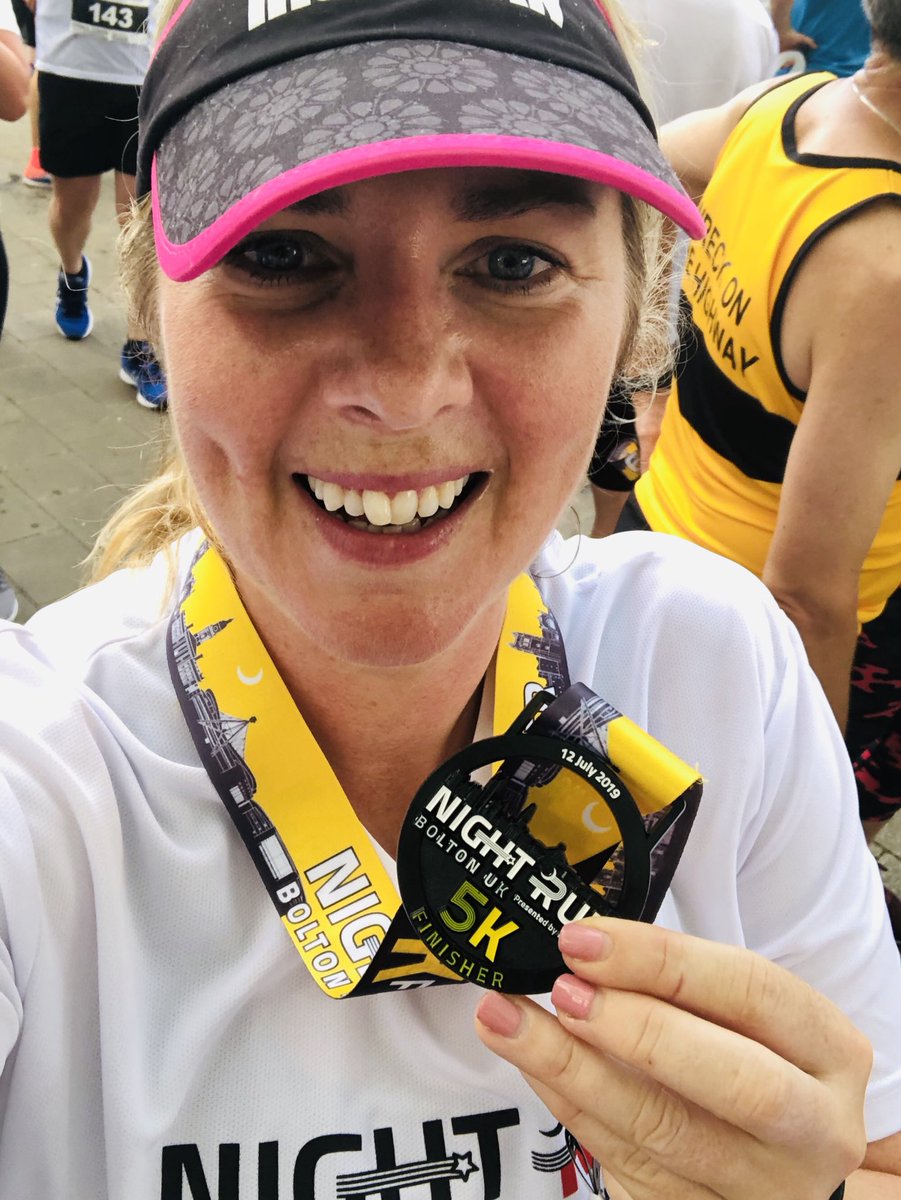 JoanneMurphy_'s tweet photo. Job done, first race since Jan 1st, great atmosphere &amp; fun along the 5k route of @Ironman_UK Night Run.  #itsallsboutthemedal #whoop 🏃‍♀️🎤👊🏻 https://t.co/pDZ91pWOJB