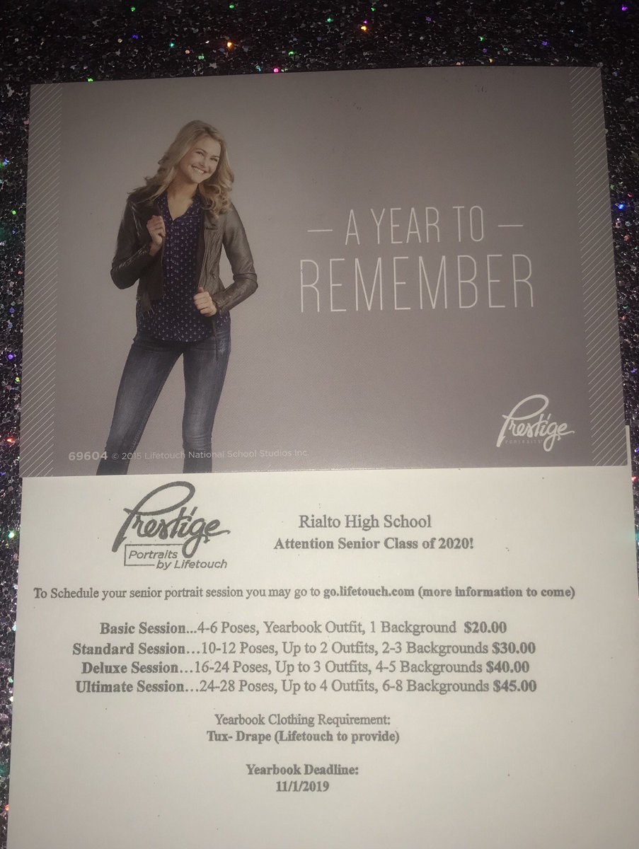 rialtohsknights's tweet photo. Class of 2020 Senior Picture info ⬇️
Appointments will take place on campus September 9-26th or you can have them taken at one of their studios.  Must have them taken by November 1st to be included in the yearbook ⬇️ https://t.co/IsSfbYzDYM
