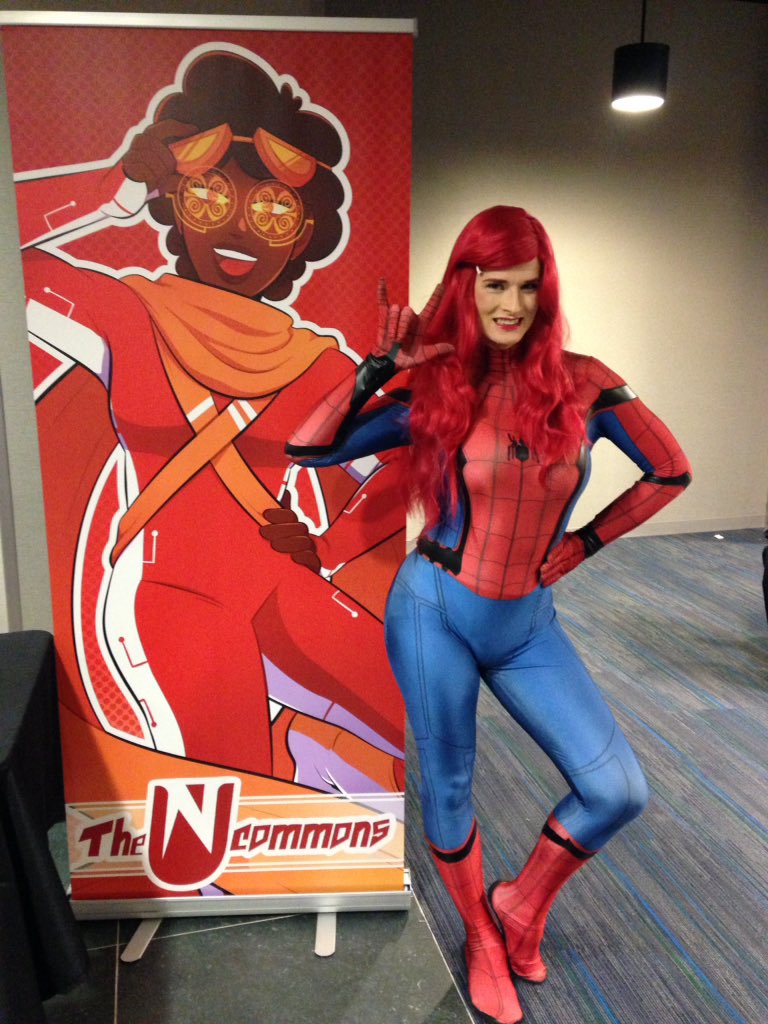 WeirdEnoughHQ's tweet photo. Red heroes represent!! 💯#Blerdcon2019 #Blerdcon #spiderred https://t.co/P81ytkclS1