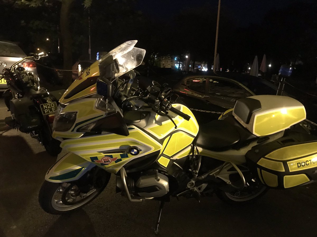 DorsetTraumaDoc's tweet photo. Riding into the night once again, but no prizes for guessing where I’m off to this time. Still can’t believe so many riders have supported @DocBikeUK over the past 2 weeks - all with one aim in mind, to save other bikers lives!  See you all tomorrow morning at the finish! https://t.co/OYBSHqd1ZX