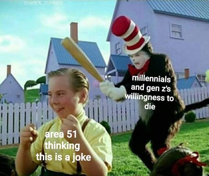 fallawayaddicts's tweet photo. Millennials &amp; Gen Z’s getting ready to storm Area 51 #Area51 https://t.co/iNU265XJX0