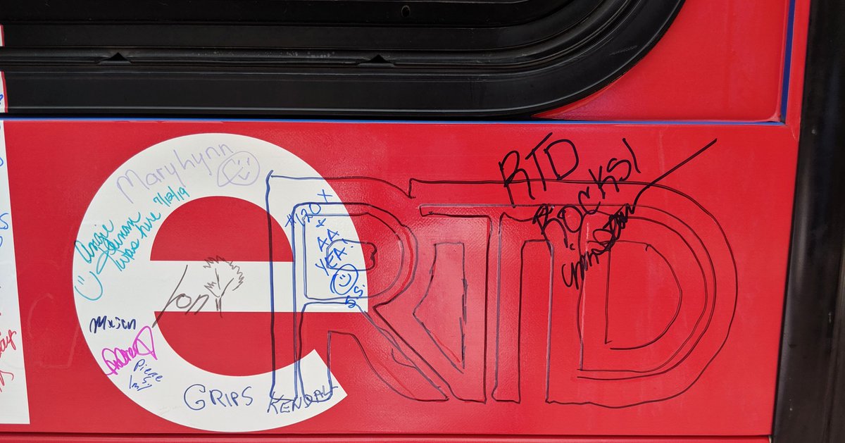 RideRTD's tweet photo. Whoever drew our logo on our 50th bus - YOU rock! #RTDis50 https://t.co/5X1TrJ4Uug
