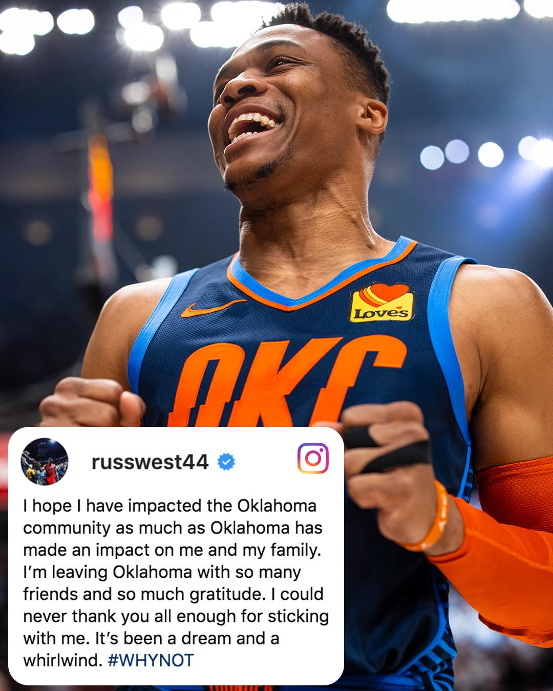 Russell Westbrook says goodbye to Oklahoma City in touching post