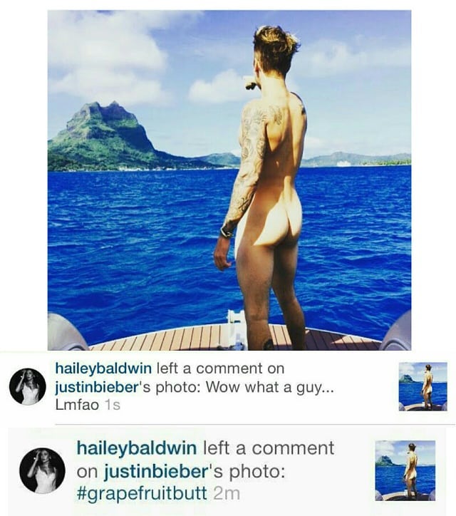 July 6, 2015: Hailey left a comment on Justin's photo.