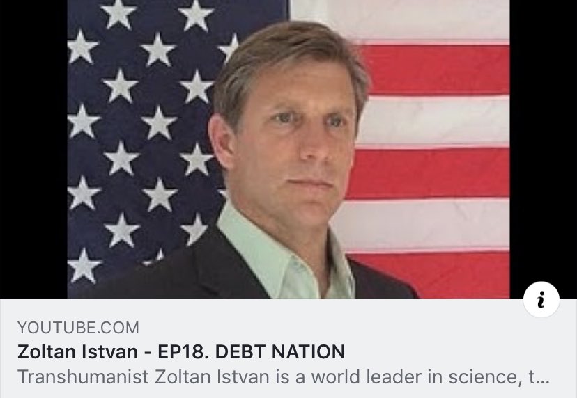 zoltan_istvan's tweet photo. Here’s a new 25 min #transhumanism interview I did on Debt Nation: https://t.co/pRmCOY7nqJ https://t.co/MzDLkEgsOk