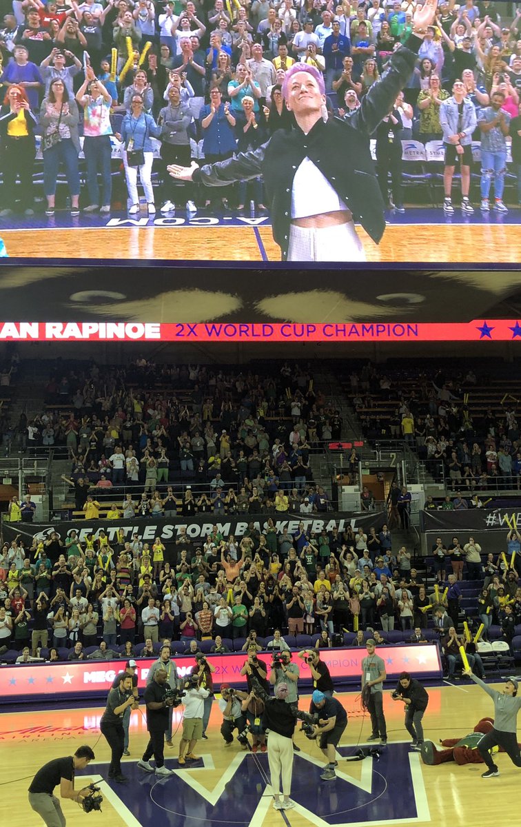 HeathBennett_'s tweet image. The @seattlestorm crowd with a big Seattle welcome to World Cup Champion Megan Rapinoe at tonights game!
#USWNT #WeRepSeattle