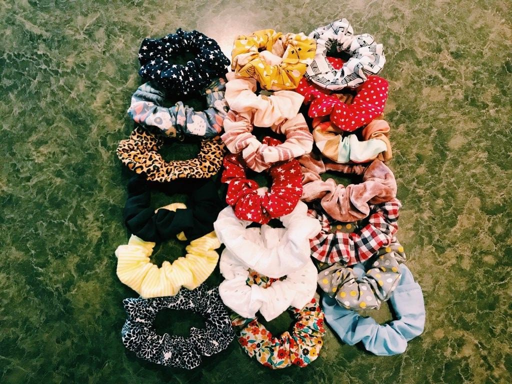 FREE scrunchies! Retweet for a chance to win these 20 scrunchies! I made too many :) Ends July 15th