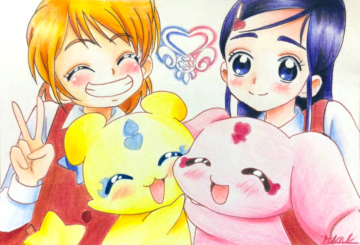 プリキュア 色鉛筆でふたりはプリキュア描きました これも1時間くらいで塗ったから雑い 羽奈 のイラスト プリキュア 色鉛筆でふたりはプリキュア描きました これも1時間くらいで塗ったから雑い 羽奈 のイラスト