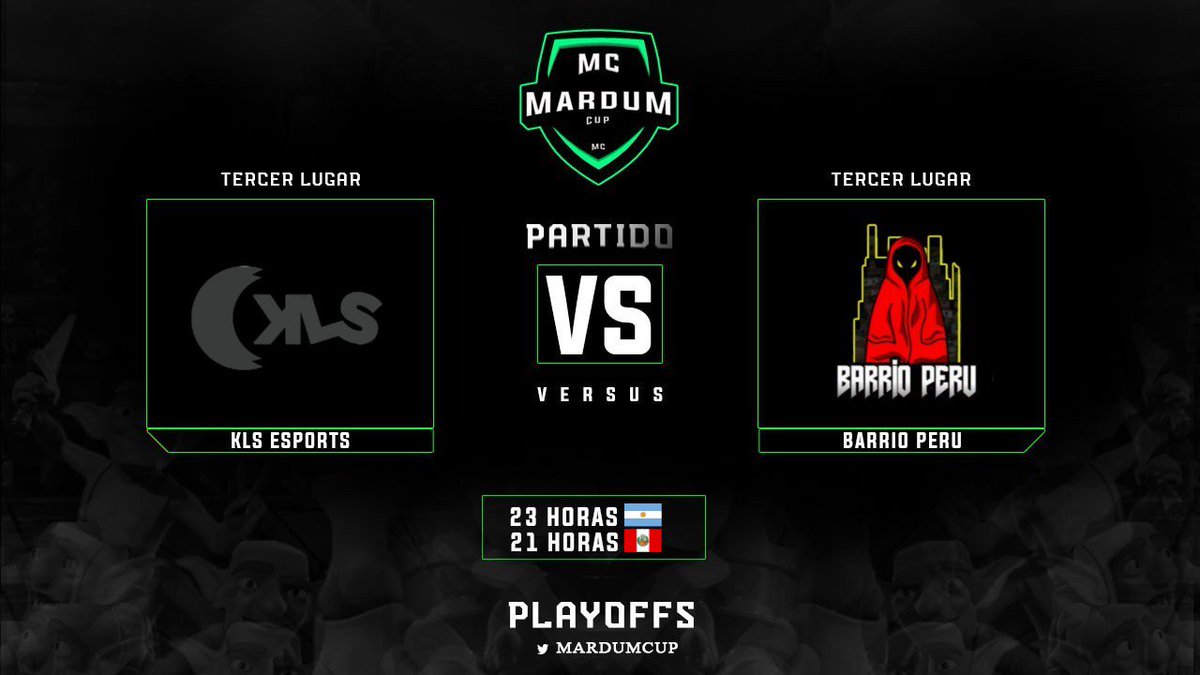 ¡ TERCER LUGAR !

⚔ KLS eSports • Barrio Peru
📆 12/07/19 
⏰ 23:00 🇦🇷 | 🇵🇪 21:00