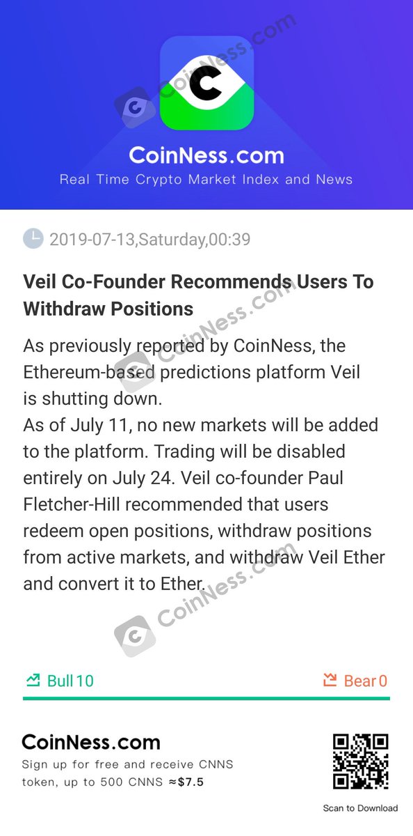 [Veil Co-Founder Recommends Users To Withdraw Positions]

#Cryptocurrency #BTC #Crypto #bitcoin #money #news #update #ltc #eth #ripple #xrp 

bi.city/s/7Y6VQ