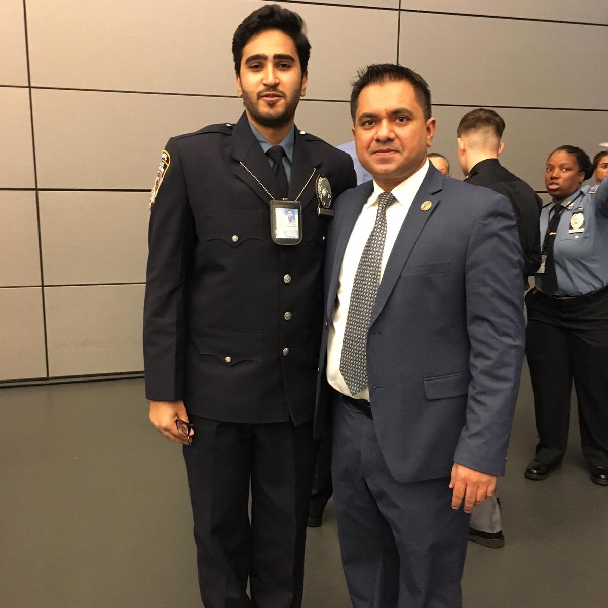 AdeelRanaNYC's tweet photo. Congratulations to Shehrose Chauhan who received his #NYPD Traffic Enforcement Agent badge today.  It was a great honor to be able to pin the shield on the new agent on #ShieldDay at #PoliceAcademy Good Luck on your great career and make us all proud! https://t.co/jv9s0LTVOm