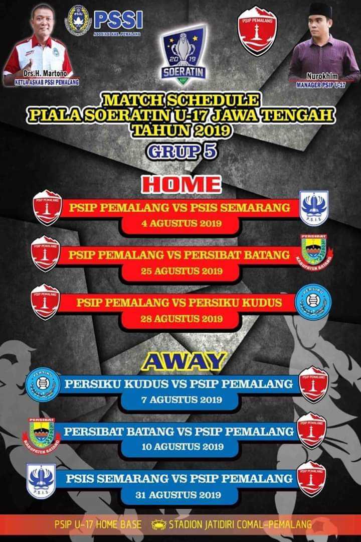 HeadlineNewsPML's tweet photo. yuk kepoin Match Schedule PSIP U 17 di PIALA SOERATIN U - 17 JAWA TENGAH TAHUN 2019 Group 5
Jangan lupa ramai Gaess.. 
#headlinenewspemalang
@ganjarpranowo @puspindes @kabarpemalangID @PesonaPemalang @DPRD_Pemalang @sosnakertranpml @disbudpar_pml https://t.co/sncns9RITb