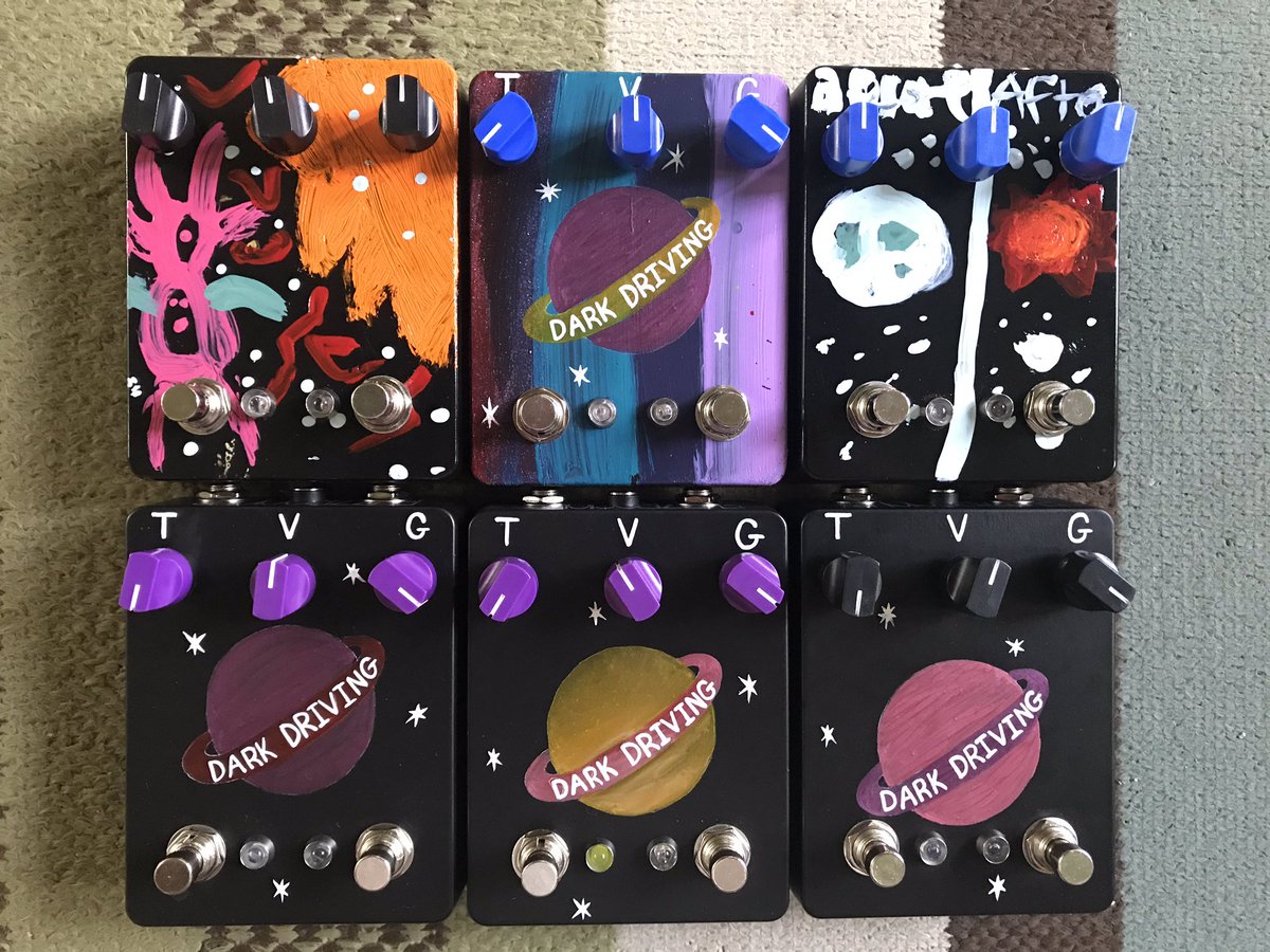 fuzzrocious's tweet photo. We will have six DARK DRIVING overdrives at Philly Pedal Pop Up @ @johnnybrendas on July 27. First come, first served! #fuzzrocious #fuzzrociouspedals #handmade #handpainted #kidpainted #darkdriving #cavein #calebscofieldforever #tidesoftomorrow https://t.co/qSVZ3l5Rys