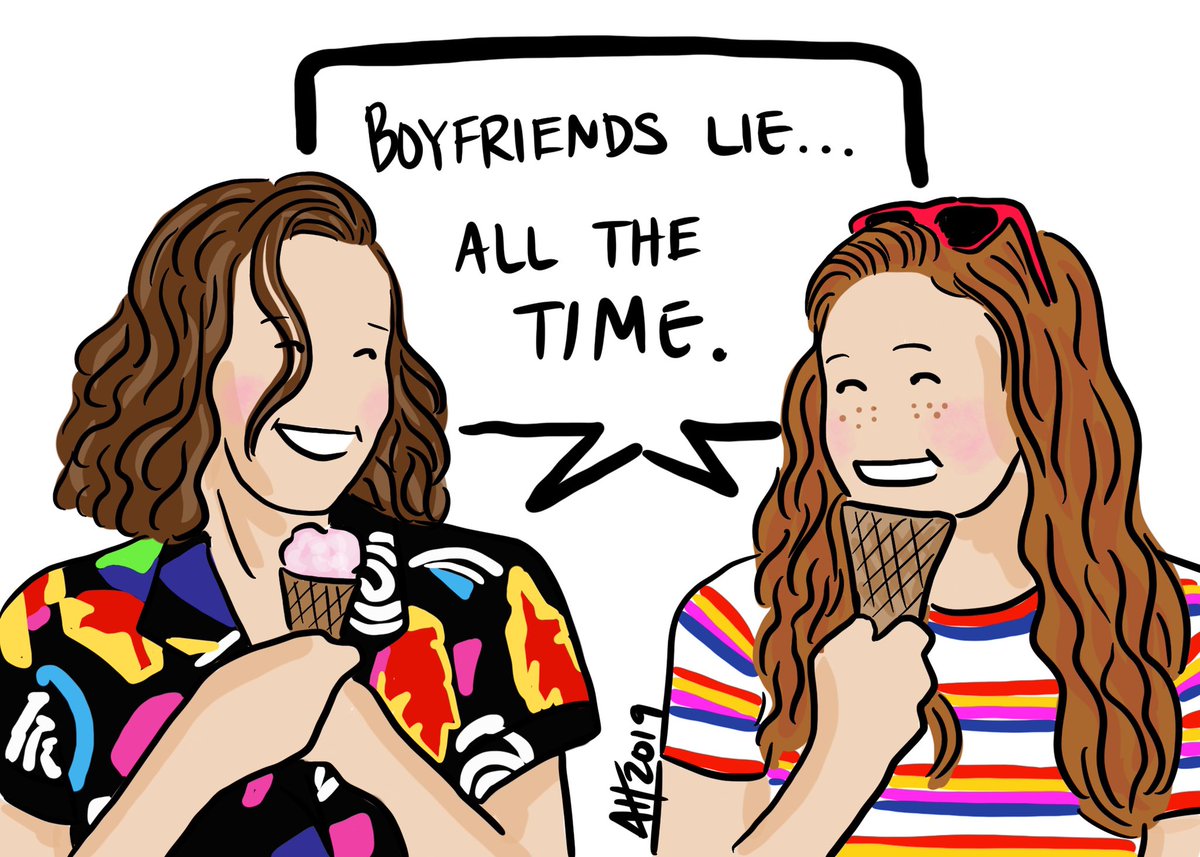 NatalieSpoke's tweet photo. New greeting card coming to Harmony Design Shop. Because @SadieSink and MBB are amazing and boyfriends lie all the time. @Stranger_Things https://t.co/0TCbmVFM0d