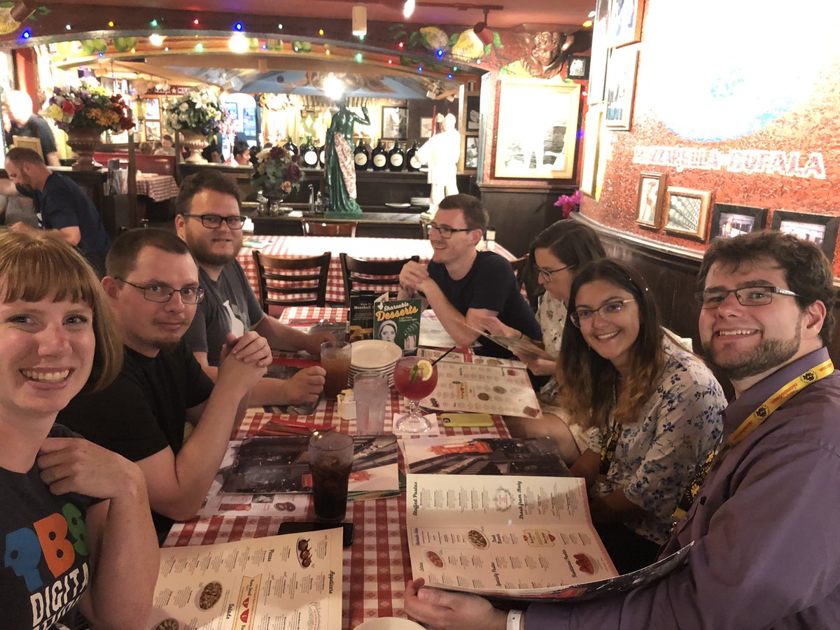 Alliterative's tweet image. #WeCreateEdu at dinner at #Vidcon2019