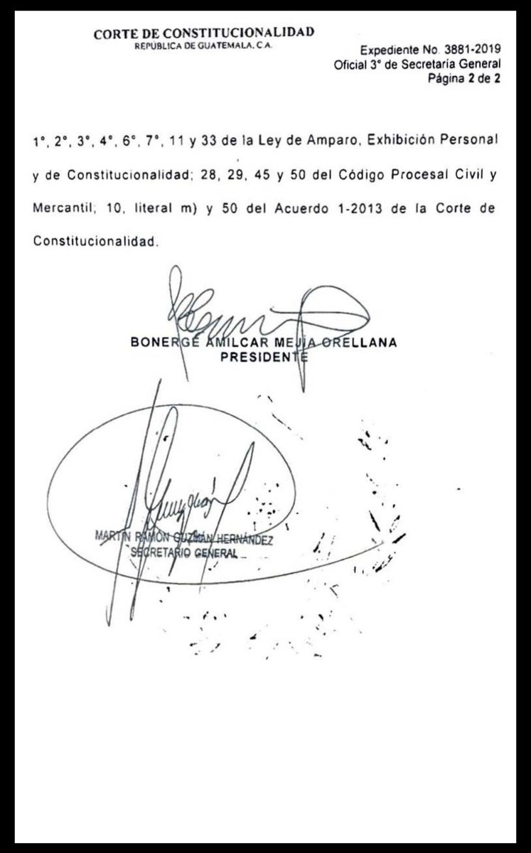 #AmparoPDH | @CC_Guatemala admite para su trámite amparo presentado por @PDHgt @JordanRodas contra el Presidente @jimmymoralesgt, @MinexGt y @mingobguate, y les fija un plazo de 24 horas para presentar informe circunstanciado.