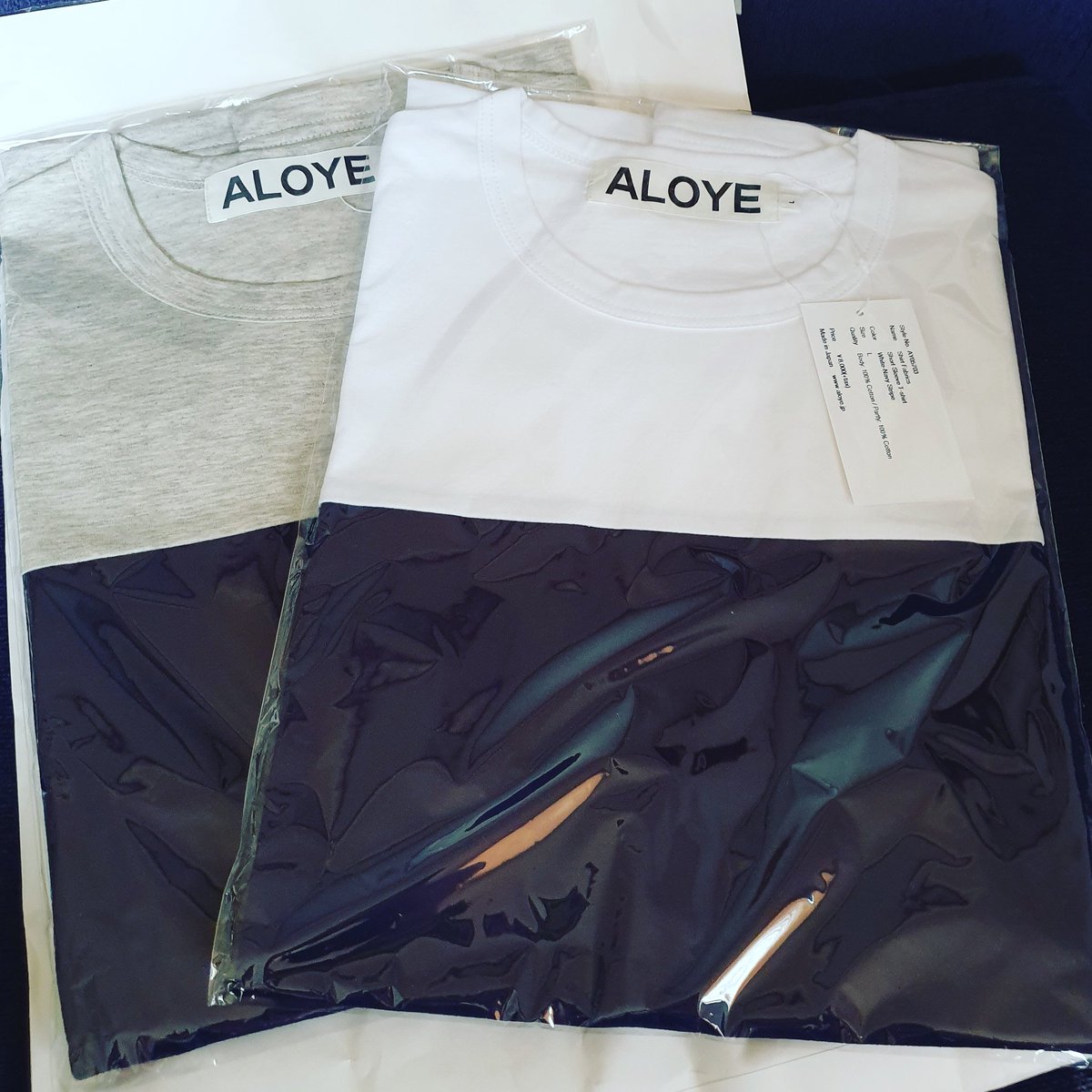 yamdk's tweet photo. 二枚買いした ALOYE届いた。
早く梅雨明けないかな🌴
#ALOYE #tshirt https://t.co/0XiRQtkIzA