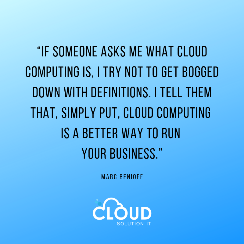 Cloudsolution0's tweet photo. “If someone asks me what cloud computing is, I try not to get bogged down with definitions. I tell them that, simply put, cloud computing is a better way to run your business.” Marc Benioff
#CloudSolutionIT
.
.
.
.
#cloudcomputing #technology #it #cloud #aws #cybersecurity https://t.co/ycFj7AhGpf