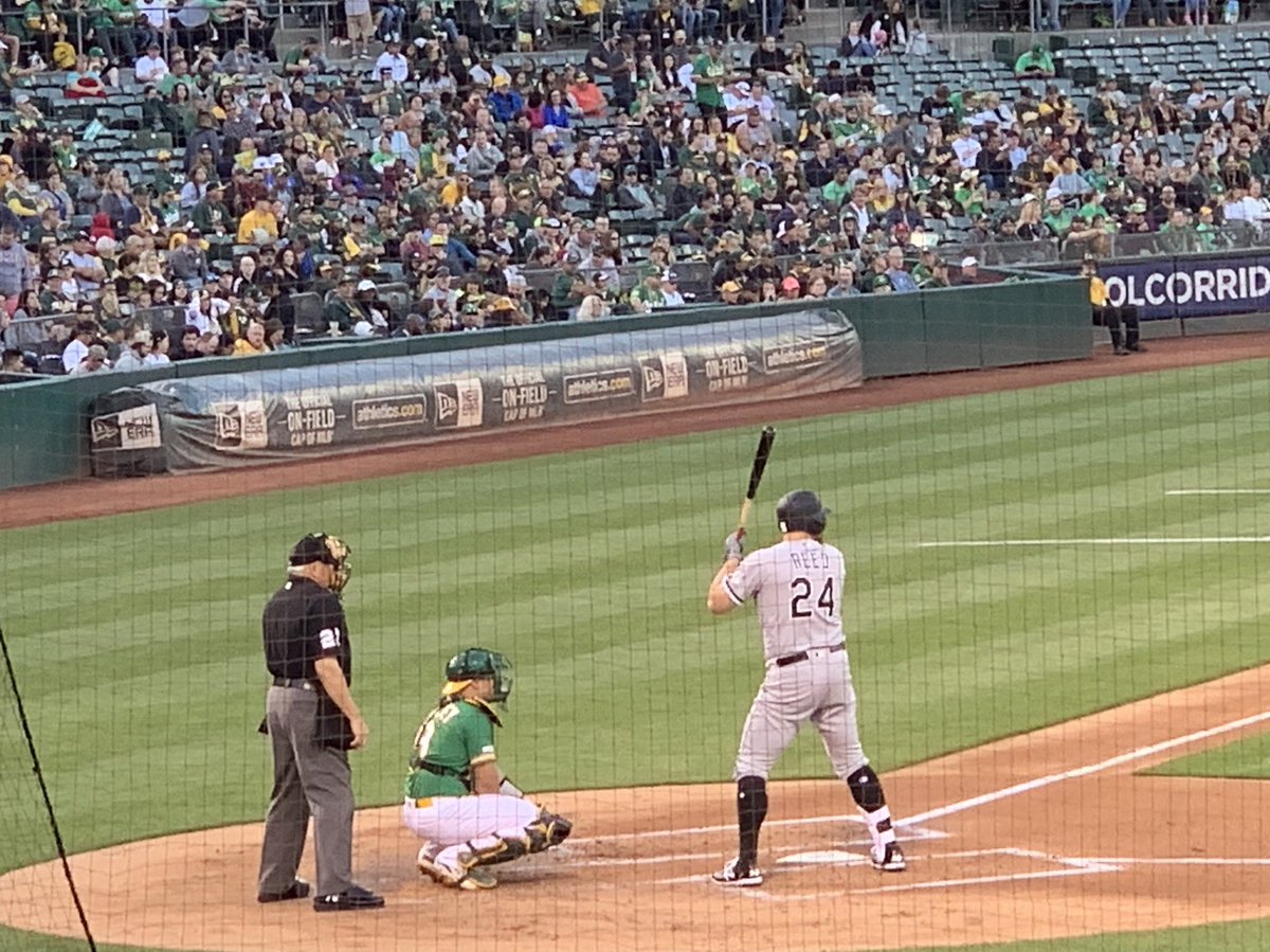 RickSemmler's tweet photo. Historic night for Terre Haute. For very the first time a TH North grad is facing a TH South grad in a MLB game with Josh Phegley and A’s taking on AJ Reed and White Sox. Reed’s first time up with Phegley catching. (Photo Courtesy: Shelbie Reed) https://t.co/DqIN5cHfp8