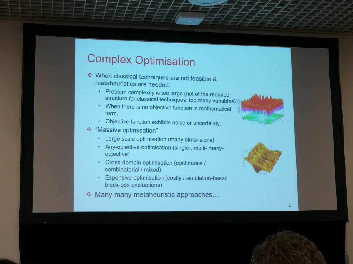 MODO_lab's tweet photo. The tutorial on landscape analysis by Gabriela Ochoa and Katherine Malan is about to start at #GECCO2019, happy to see that "massive optimization" is mentioned ;) https://t.co/TK5Ep080Oc