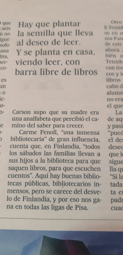 Interessant contraportada avui al diari El País: #vacarisses #biblioelcastell #bibliotequesxbm