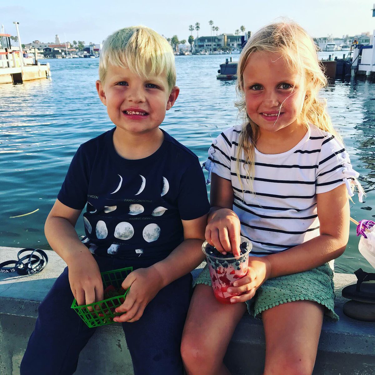 Enjoying berries on the sea wall!