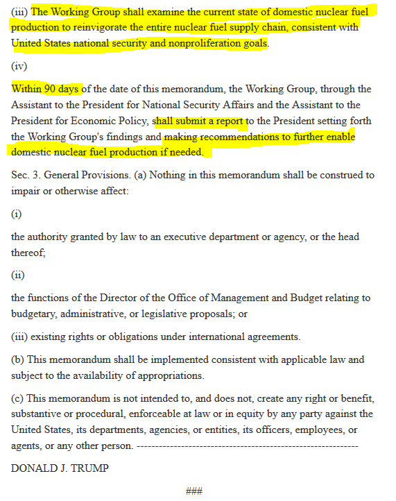 Yee-Haw!🤠🐂 President #Trumps new #Nuclear Fuel Working Group "shall examine the current state of domestic nuclear fuel production to reinvigorate the entire nuclear fuel supply chain" and report recommendations within 90 days. 📜⚛️👍 #uranium #Section232 factba.se/topic/latest