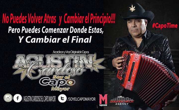 agustin_capos's tweet photo. NO PUEDES VOLVER ATRAS Y CAMBIAR EL PRINCIPIO...
PERO PUEDES COMENZAR DONDE ESTAS
Y CAMBIAR EL FINAL...
""" Y DICEEEEE ""
#ODETTRUIZ
#VAZQUEZMUSIC
#LUPEVAZQUEZ
#JORGEROSALESMORENO
#LUISCORONA #CapoTime #ArribaMiRancho
#ElCapoOriginal https://t.co/BARYvv9CBB