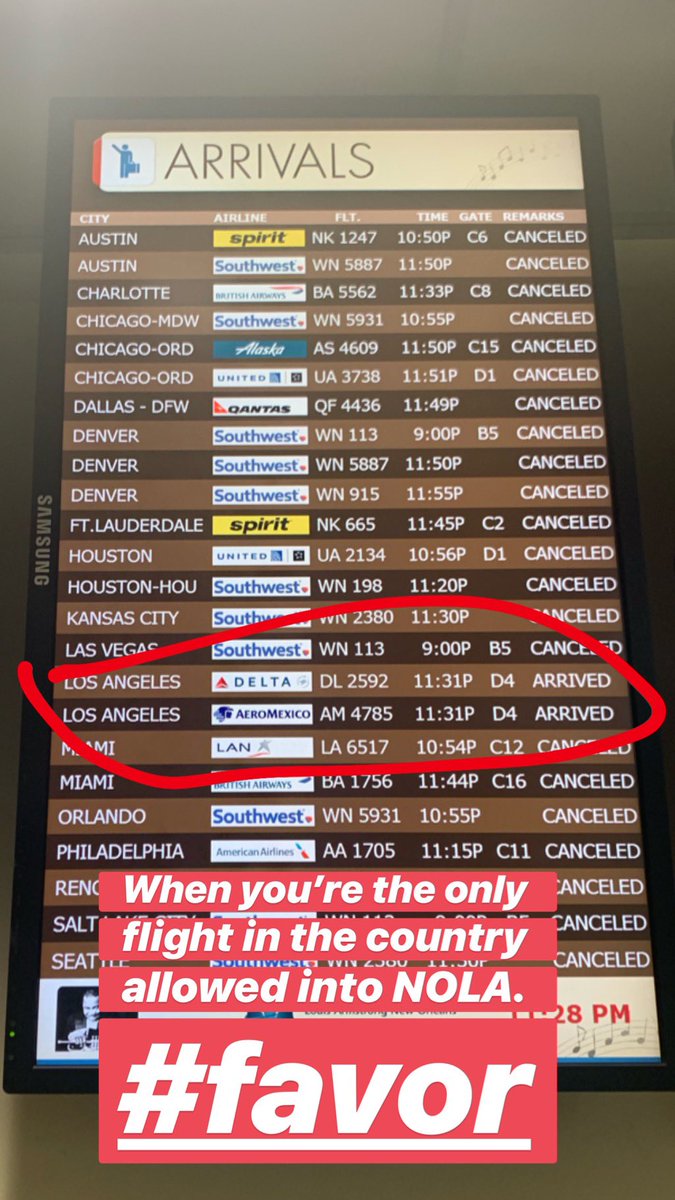 When you’re the only flight in the country allowed into NOLA!! Gotta get on the fire truck for this hurricane.. thanks to <a href="/Delta/">Delta</a>