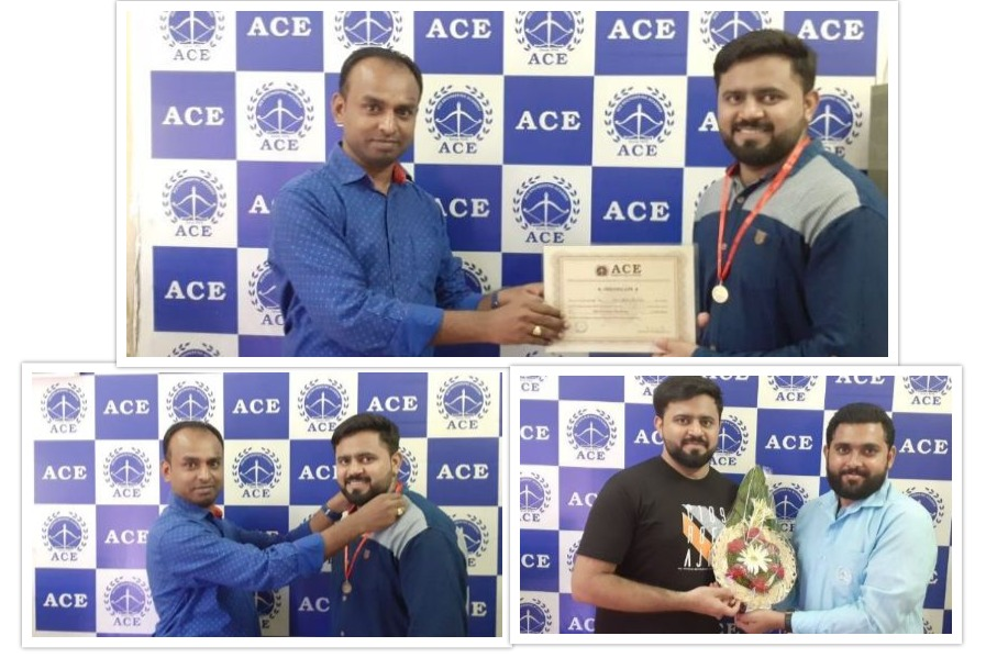 ACE_Enggacademy's tweet photo. One of the top performers from ACE #Pune Classroom Program is Mr.Saish Kalaskar College of Engineering, Pune (#CoEP) has been felicitated by Pankaj Singh sir and Gnaneshwar Goud Theegala sir 🙏🙏
#Instrumentation
#AIR 7 in #GATE2019
Marks: 72.33/100
Score: 855/1000 https://t.co/8LOqYbJvkf