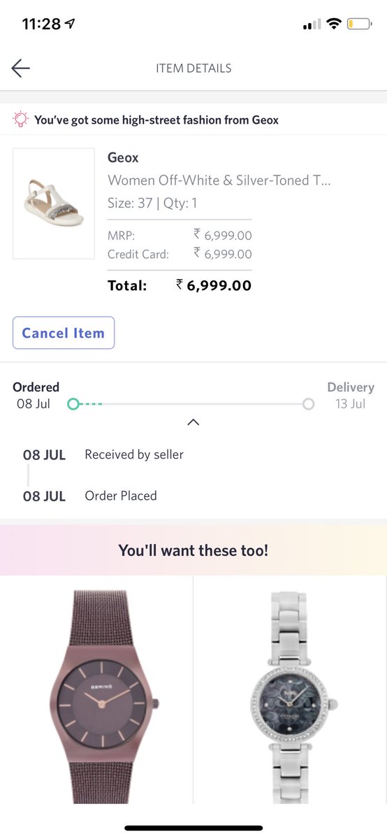 saurav1995's tweet photo. @MyntraSupport Here as you can see i placed the order on 8 july https://t.co/i6fU7OsZch