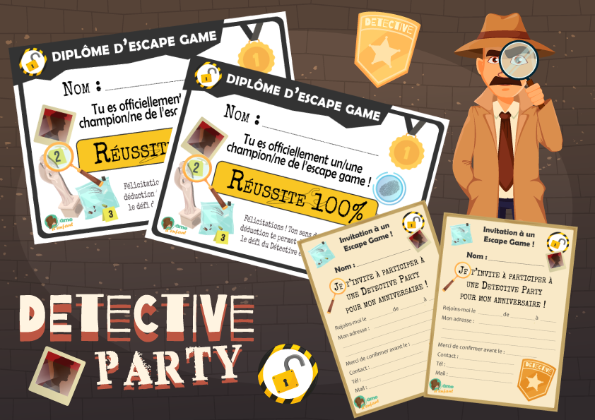 ame_denfant's tweet photo. Découvrez notre tout nouvel escape game "Détective Party" disponible maintenant dans notre boutique !🕵️♂️ https://t.co/0NLV8yCBxo #EscapGame #EscapeRoom #Enfants #Parents #Vacances #Loisirs #Animation #Jeu #Enigmes https://t.co/MryCgGiySh