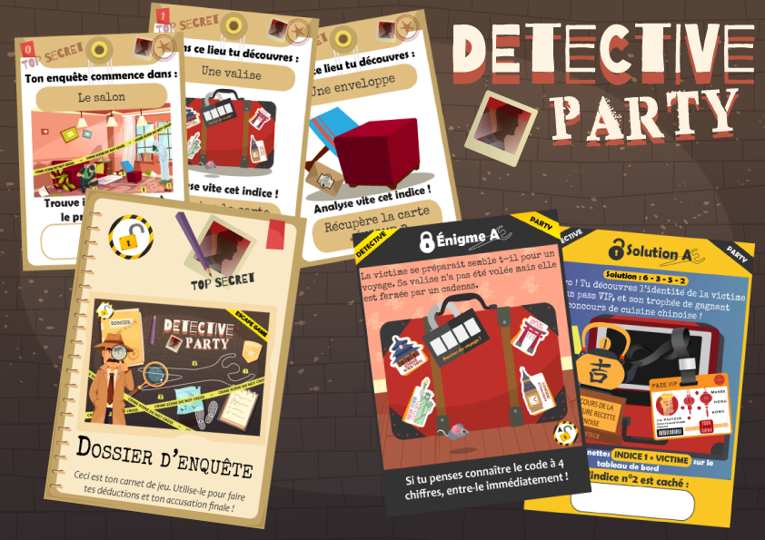 ame_denfant's tweet photo. Découvrez notre tout nouvel escape game "Détective Party" disponible maintenant dans notre boutique !🕵️♂️ https://t.co/0NLV8yCBxo #EscapGame #EscapeRoom #Enfants #Parents #Vacances #Loisirs #Animation #Jeu #Enigmes https://t.co/MryCgGiySh