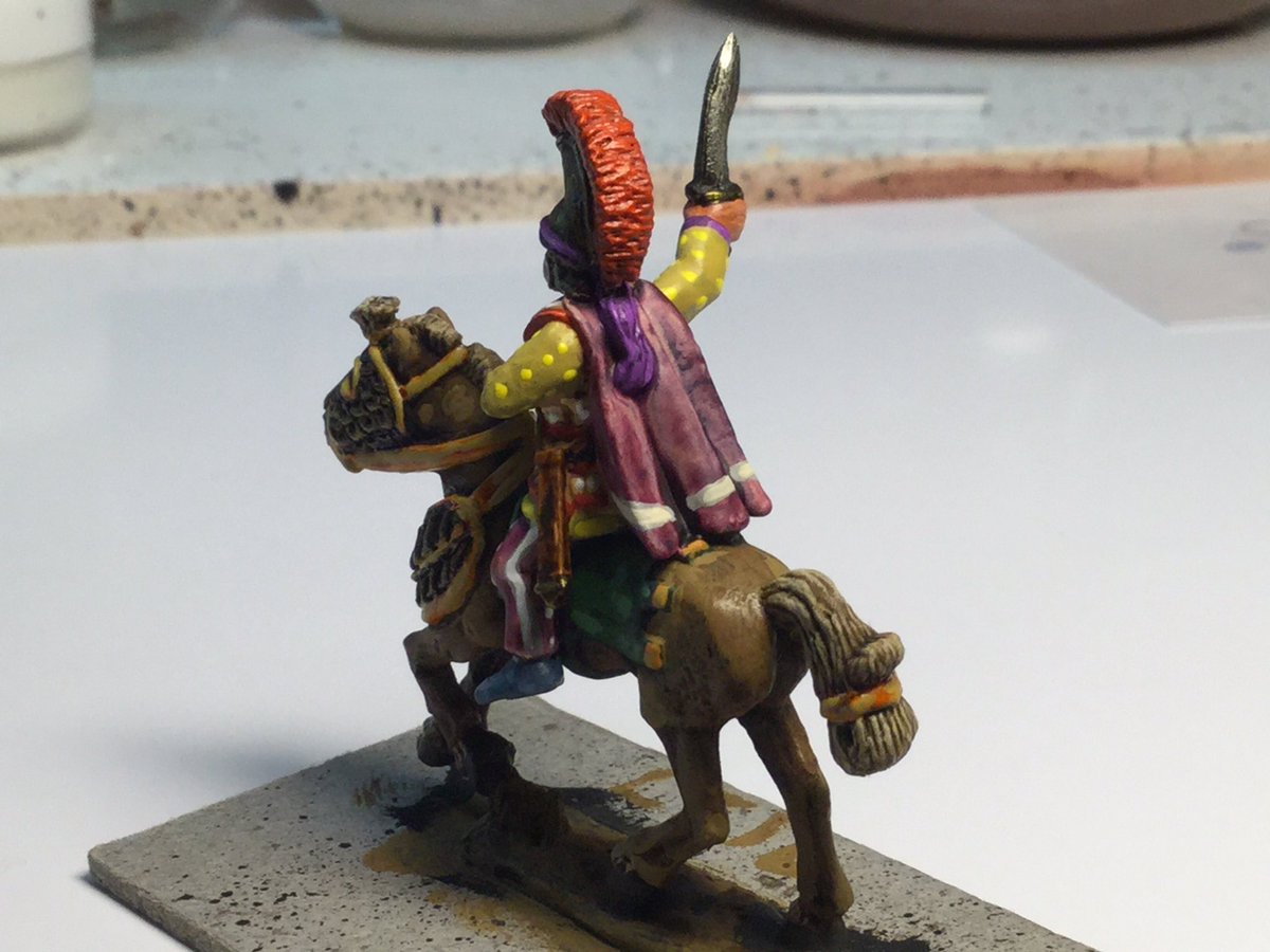 Oldwargamer's tweet photo. #WIP 1st #AchaemenidPersian heavy cavalryman finished. Combination of traditional and contrast painting used. Only a 11 more to go! #wargaming #wargames #wargamer #Ancients #Persians #slowgoing #lotsofdetail #ornate #fiddly @WargamesFoundry https://t.co/urIp0kHjd7
