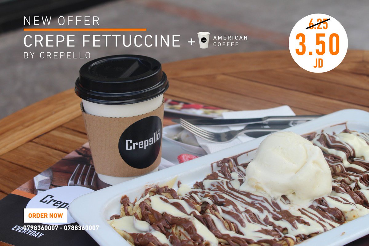 Crepello_Global's tweet photo. #عرض_جديد
#New_Offer
Crepe Fettuccine + American Coffee = 3.50 JD Just!
* يسري العرض من اليوم الى نهاية يوم الاثنين 15-7-2019
يلا انطلقوا 🔥🤸♂️ https://t.co/svMB2dD3Ll
