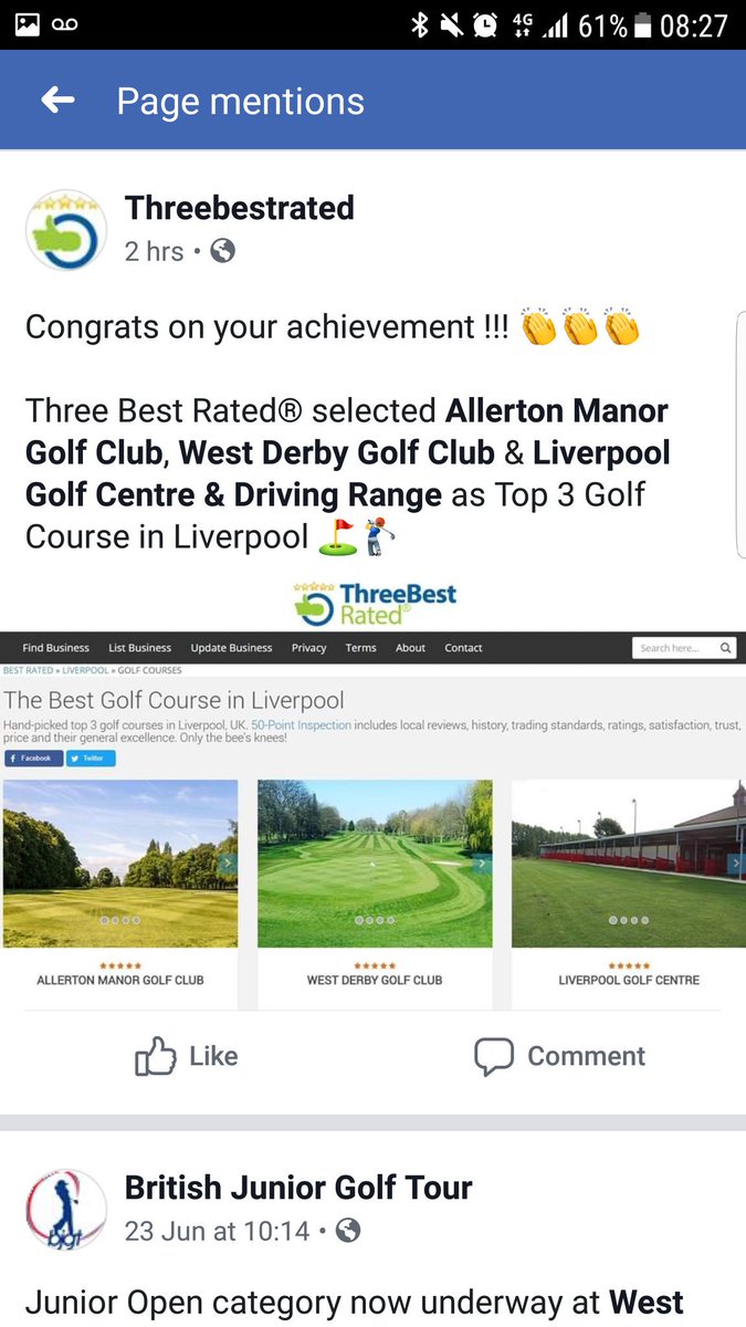 Well what can we say always nice to receive praise ⛳🏌️‍♂️ #threebestrated