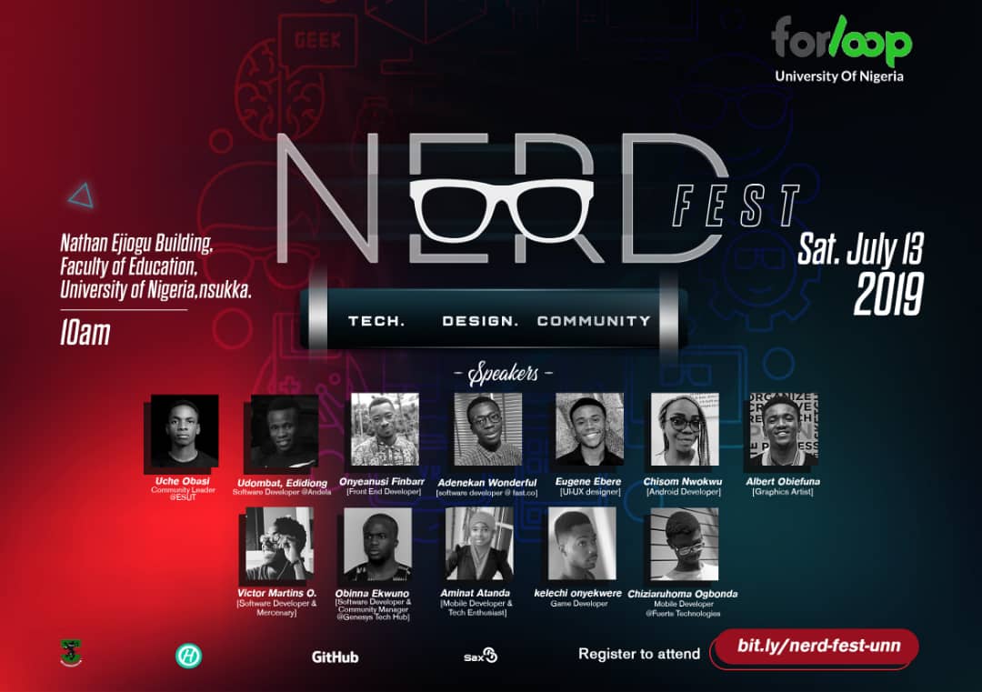 ECEmmanuelhills's tweet photo. Who's coming? See you there!
#NerdFest
#NerdFest
#forloop
#ForLoopUNN
@forLoopUNN https://t.co/DfDzYJU6TA