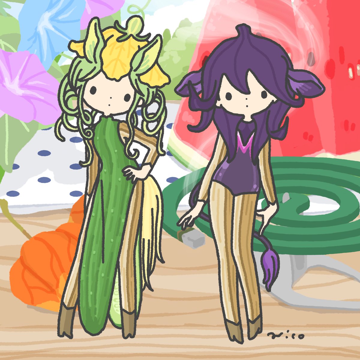 「?Obon?

?Shoryo-uma?
?Shoryo-ushi?

#お盆 」|paricoのイラスト