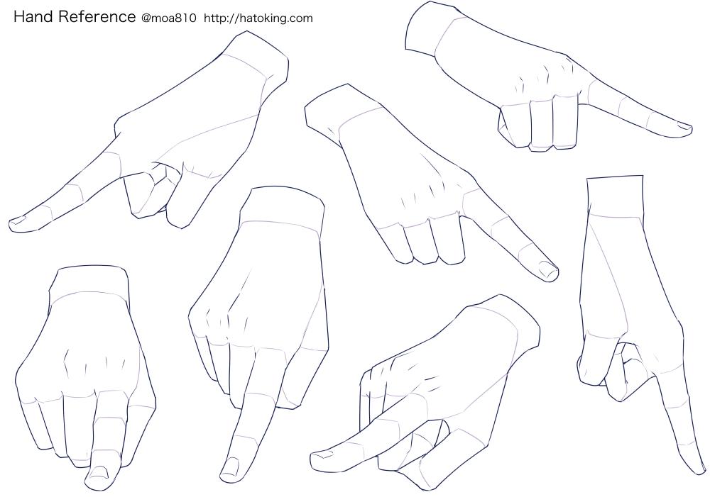 【お知らせ】トレスOKな手のイラスト資料集に「指差し2（Pointing2）」を追加しました。今回は下向き。*Hand refs for artists  http://hatoking.com/journal/4352.html